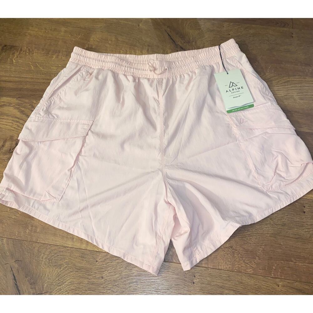 Alpine Design Women Large Elastic Waist Woven Cargo Shorts Soft Peach